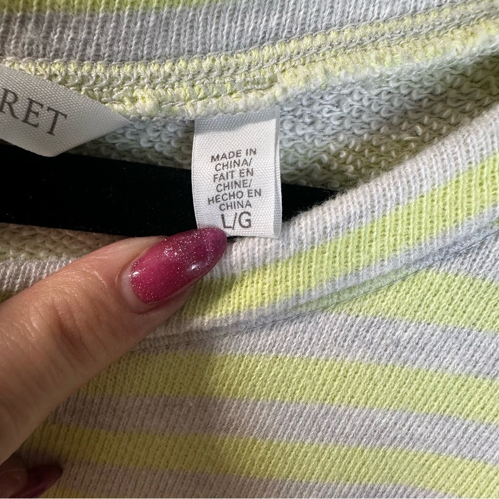 Victoria's Secret Striped Terry Knit Mini Dress Yellow Grey Drawstring Waist L - Picture 4 of 10